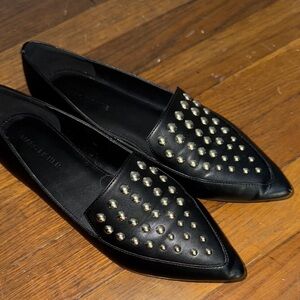 Black Studded Women's Flats